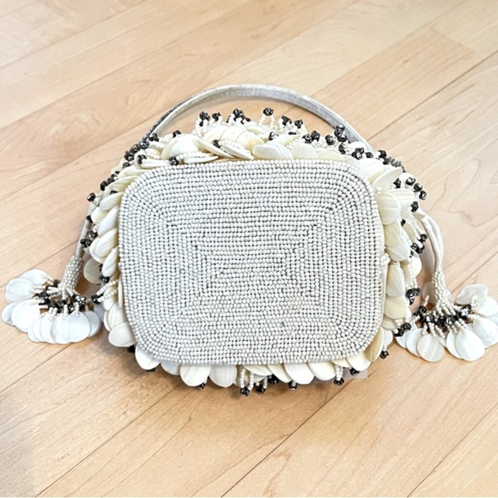 NWT Monique Leshman MOP Shell, Bead, Crystal, & Rhinestone Embellished Purse - Picture 9 of 11